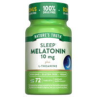 Nature's Truth Melatonin, Plus L-Theanine, 10 mg, Tablets - 72 Each