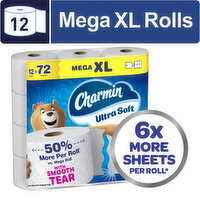 Charmin Toilet Paper Ultra Soft, Mega XL Rolls - 12 Each