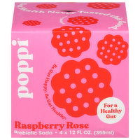 Poppi Prebiotic Soda, Raspberry Rose - 4 Each