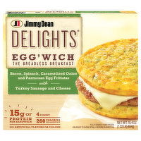 Jimmy Dean Egg'wich, Bacon, Spinach, Caramelized Onion and Parmesan Egg Frittatas - 4 Each