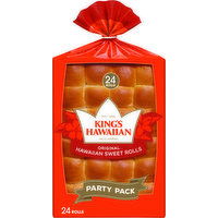 King's Hawaiian Rolls, Hawaiian Sweet, Original, Party Pack, 24 Each