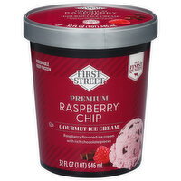 First Street Premium Raspberry Chip Gourmet Ice Cream - 32 Fluid ounce