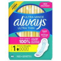 Always Pads, Ultra Thin, Flexi-Wings, Regular, Size 1 - 46 Each