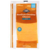 First Street Sliced Cheese, Medium Cheddar - 10 Each