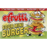 Efrutti Gummi Candy, Sour, Mini Burger - 60 Each