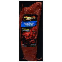 Curly's Baby Back Pork Ribs, with Barbecue Sauce, Hickory Smoked & Seasoned - 24 Ounce