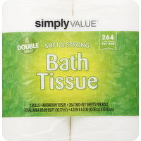 Simply Value Bathroom Tissue, Soft & Strong, Double Rolls, 2 Ply - 4 Each