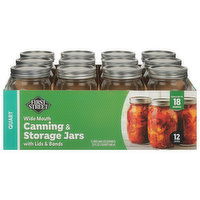 First Street Canning & Storage Jars, Wide Mouth - 12 Each