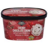 First Street Ice Cream, Premium, Cherry Chocolate Chunk, 48 Fluid ounce