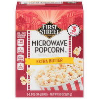 First Street Microwave Popcorn, Extra Butter, 3 Each