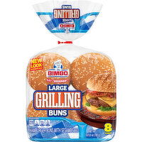 Bimbo Hamburger Buns, with Sesame Seed, Large - 8 Each