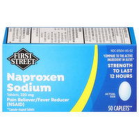 First Street Naproxen Sodium, 220 mg, Caplets, 50 Each