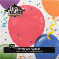 First Street Napkins, Dinner, All Family Birthday, 3-Ply - 75 Each