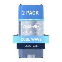 Gillette Antiperspirant and Deodorant for Men, Clear Gel, Cool Wave, Twin Pack - 7.6 Ounce