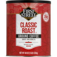 First Street Coffee, 100% Arabica, Ground, Medium, Classic Roast, 48 Ounce