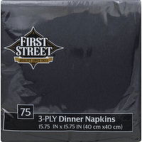 First Street Dinner Napkins, Black Velvet, 3-Ply - 75 Each