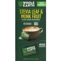 Whole Earth Sweetener, Plant-Based, Stevia Leaf & Monk Fruit - 400 Each