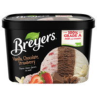 Breyers Ice Cream, Vanilla, Chocolate, Strawberry - 1.5 Quart