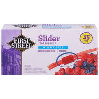 First Street Storage Bags, Slider, Quart Size, 35 Each