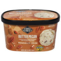 First Street Ice Cream, Premium, Butter Pecan, 48 Fluid ounce