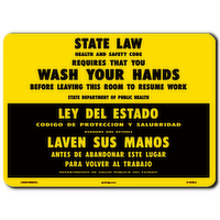 State Law Hand Washing 7 x 10 - 1 Each