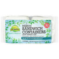 Sun Harvest Sandwich Containers, Medium - 50 Each