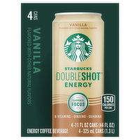 Starbucks Energy Coffee Beverage, Vanilla, 4 Each