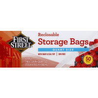 First Street Storage Bags, Reclosable, Quart Size - 50 Each