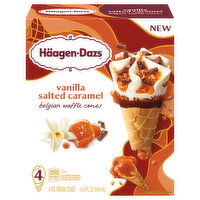 Haagen-Dazs Belgian Waffle Cones, Vanilla Salted Caramel - 4 Each