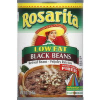 Rosarita Refried Beans, Low Fat, Black, 16 Ounce