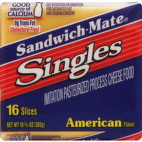 Sandwich-Mate Imitation Cheese Food, Singles, American Flavor - 16 Each