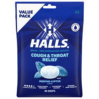 Halls Drops Mentho-Lyptus Flavor Cough & Throat Relief Value Pack - 80 Each
