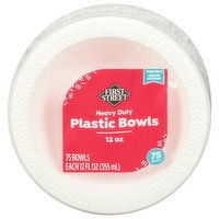 First Street Plastic Bowls, Heavy Duty, 12 Ounce - 75 Each