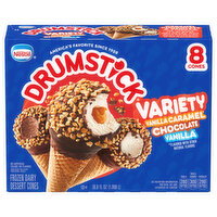 Drumstick Variety Vanilla Caramel/Chocolate/Vanilla Frozen Dairy Dessert Cones