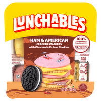 Lunchables Cracker Stackers, with Chocolate Creme Cookies, Ham & American - 3.2 Ounce