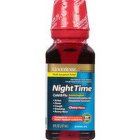 GoodSense Multi-Symptom Relief, Cold & Flu, Night Time, Cherry Flavor - 8 Ounce