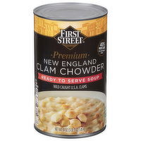 First Street Clam Chowder, Premium, New England, 51 Ounce