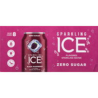 Sparkling Ice Sparkling Water, Zero Sugar, Black Raspberry Flavored, 8 Each