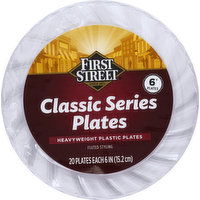 First Street Plates, Classic Series, Heavyweight Plastic, Fluted Styling, 6 Inch - 20 Each