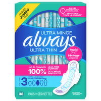 Always Ultra Thin Super Size 3 Extra Long Pads Jumbo Pack - 38 Each