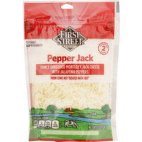 First Street Shredded Cheese, Pepper Jack - 8 Ounce