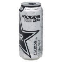 Rockstar Energy Drink, Silver Ice, Pure Zero - 16 Fluid ounce