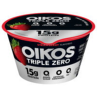 Oikos Triple Zero Strawberry High Protein Nonfat Greek Yogurt - 5.3 Ounce