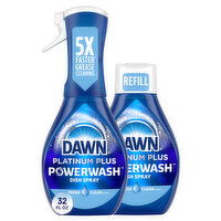 Dawn Powerwash Spray, Dish Soap, Fresh, 1 Starter Kit + 1 Refill - 32 Fluid ounce