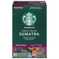 Starbucks Coffee, Ground, Dark Roast, Single-Origin, Sumatra, K-Cup Pods - 10 Each