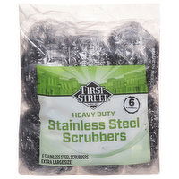 First Street Stainless Steel Scrubbers, Heavy Duty, Extra Large Size - 6 Each