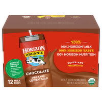 Horizon Organic Milk, Lowfat, Organic, Chocolate, 12 Each