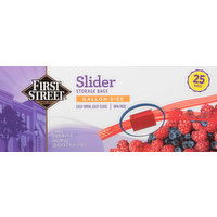 First Street Storage Bags, Slider, Gallon Size, 25 Each