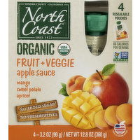 North Coast Apple Sauce, Organic, Fruit + Veggie, Mango Sweet Potato Apricot - 4 Each