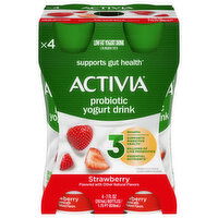 Activia Yogurt Drink, Low Fat, Strawberry, Probiotic - 4 Each